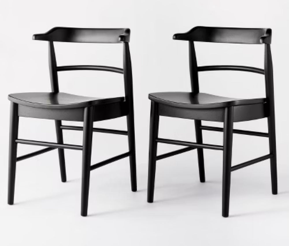 2pk Kaysville Curved Back Wood Dining Chair Black - Threshold designed with Studio McGee