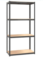 
              Étagère de garage à 4 niveaux - Étagère de rangement robuste - Étagères réglables - Organiseur de rangement industriel pour outils lourds et articles ménagers - Acier anthracite et bois d'ingénierie
            