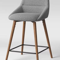 Timo Swivel Counter Height Barstool with Wood Base Cream - Threshold: Upholstered, Hardwood Frame LPEU855506