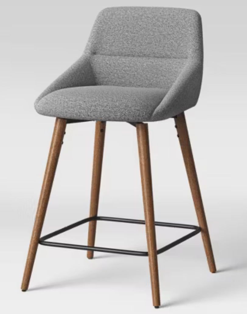Timo Swivel Counter Height Barstool with Wood Base Cream - Threshold: Upholstered, Hardwood Frame LPEU855506
