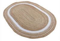 
              Second Nature Online KHIDAKEE Small Braided Oval Rug Jute with White Border (150cm x 2m)
            