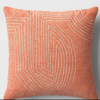 Oversized Geometric Embroidered Velvet Pillow