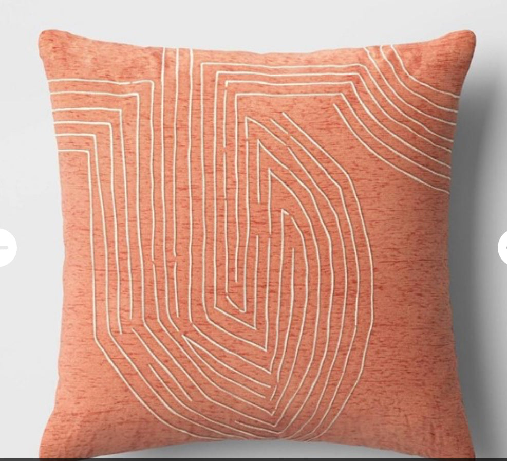 Oversized Geometric Embroidered Velvet Pillow