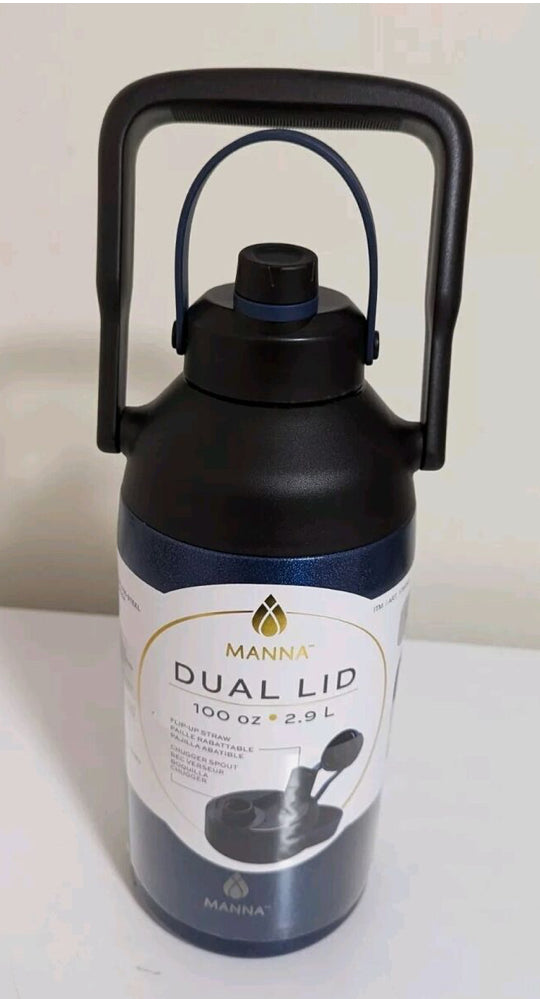 Manna Dual Lid Stainless Steel Jug 100 Oz (2.9 L)