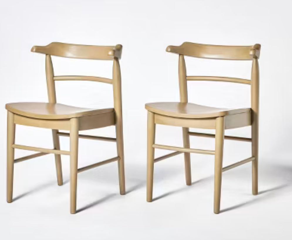 2pk Kaysville Curved Back Wooden Dining Chairs Gray Wash - Threshold designed with Studio McGee  LPFT079603
