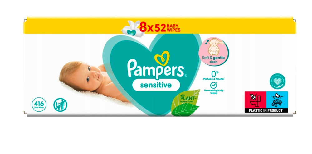 Pampers Sensitive Chusteczki Nawilżane 8 x 52 szt RAZEM 416 szt