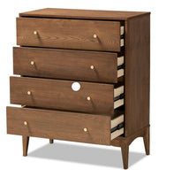 
              Baxton Studio Landis Mid-Century Modern Ash Walnut Finished Wood 4-Drawer Chest MM
            