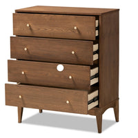 Baxton Studio Landis Mid-Century Modern Ash Walnut Finished Wood 4-Drawer Chest MM