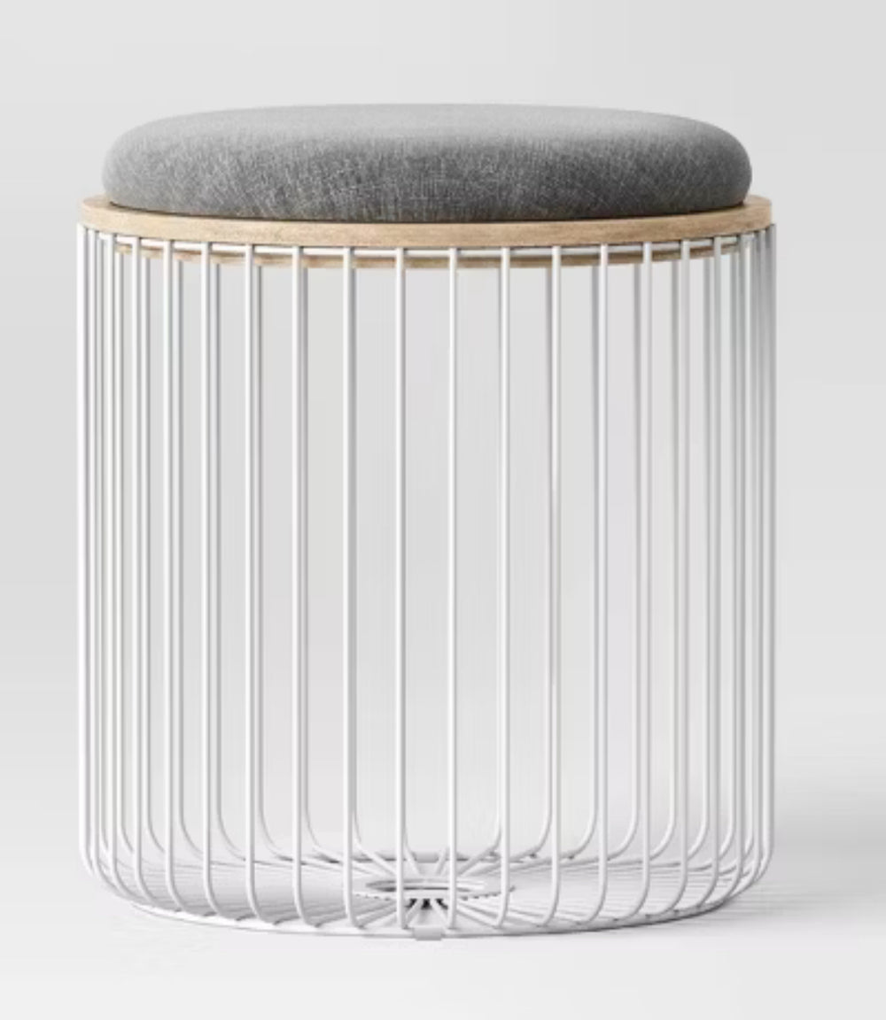 Wire Storage Dorm Table and Ottoman White - Room Essentials™: Padded, No Assembly, Metal Frame