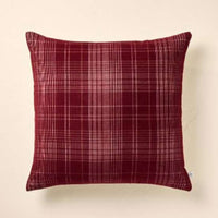 18"x18" Fall Plaid Corduroy Square Throw Pillow Burgundy - Hearth & Hand with Magnolia