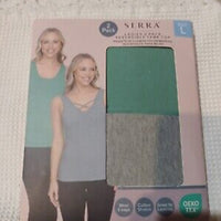 2 Pack Serra Reversible Tank Top Womens Large Green And Gray Oeko Tex Stretch