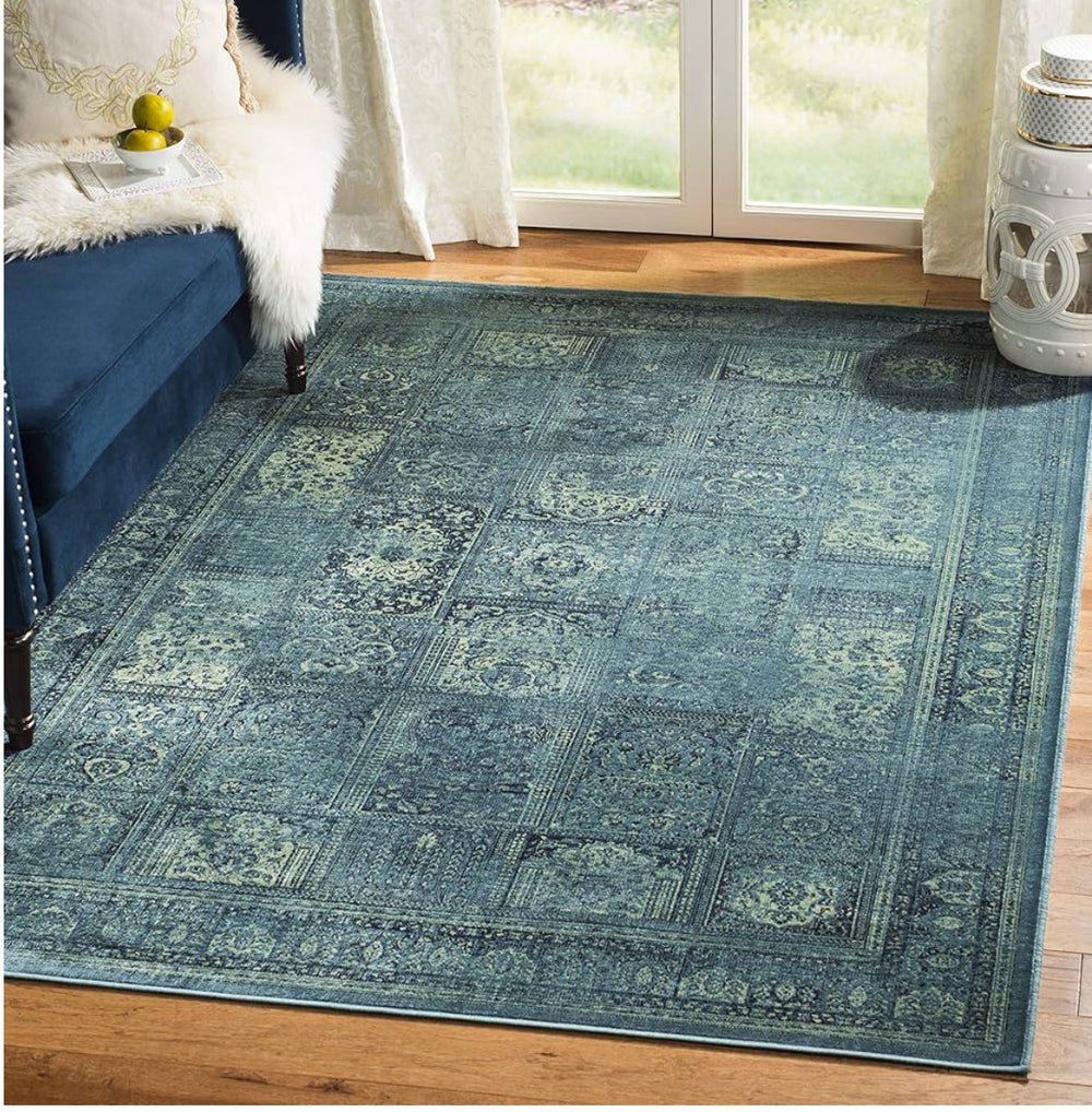 VTG127 Vintage Collection Traditional Woven Indoor Rectangular Rug in Turquoise (150cm x 2m)