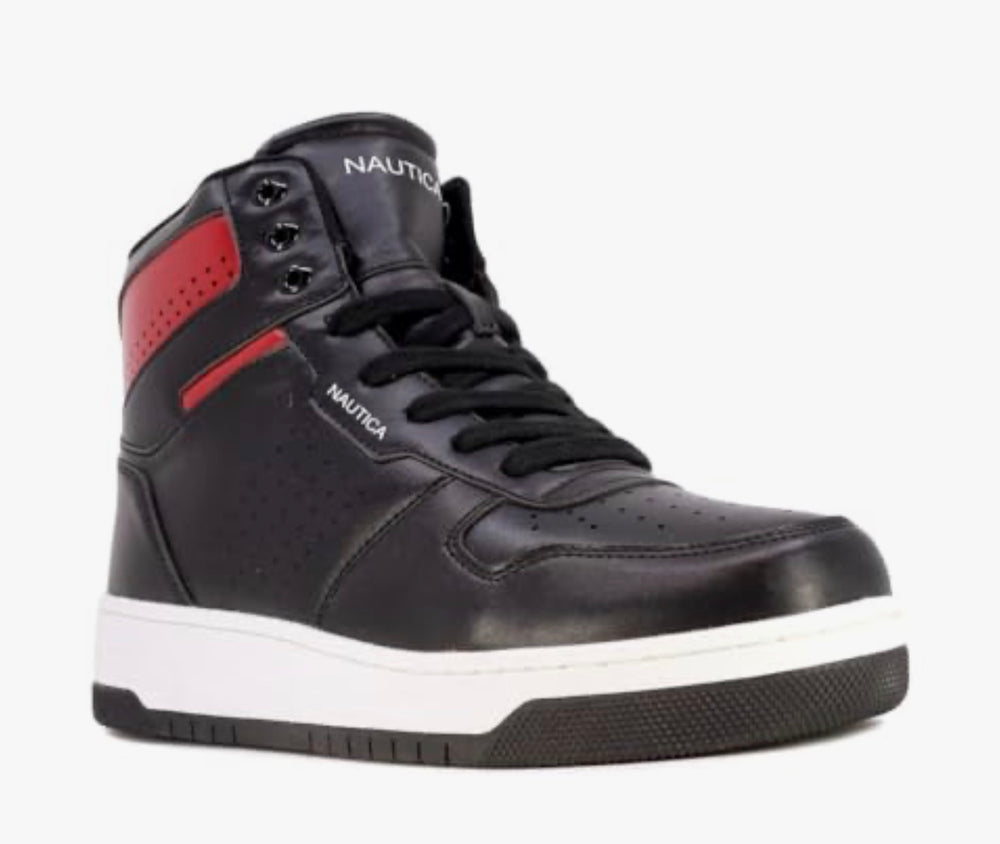 Nautica - Zapatillas altas para hombre, con cordones, estilo baloncesto, Oakford, negro y rojo (Size 42-43 , 42)
