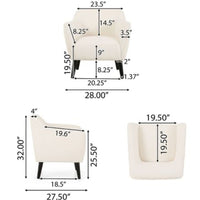 Alphonse Contemporary Boucle Fabric Arm Chair Ivory/Matte Black - Christopher Knight Home