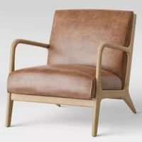 Esters Wood Armchair Caramel Faux Leather - Threshold LPFN974899