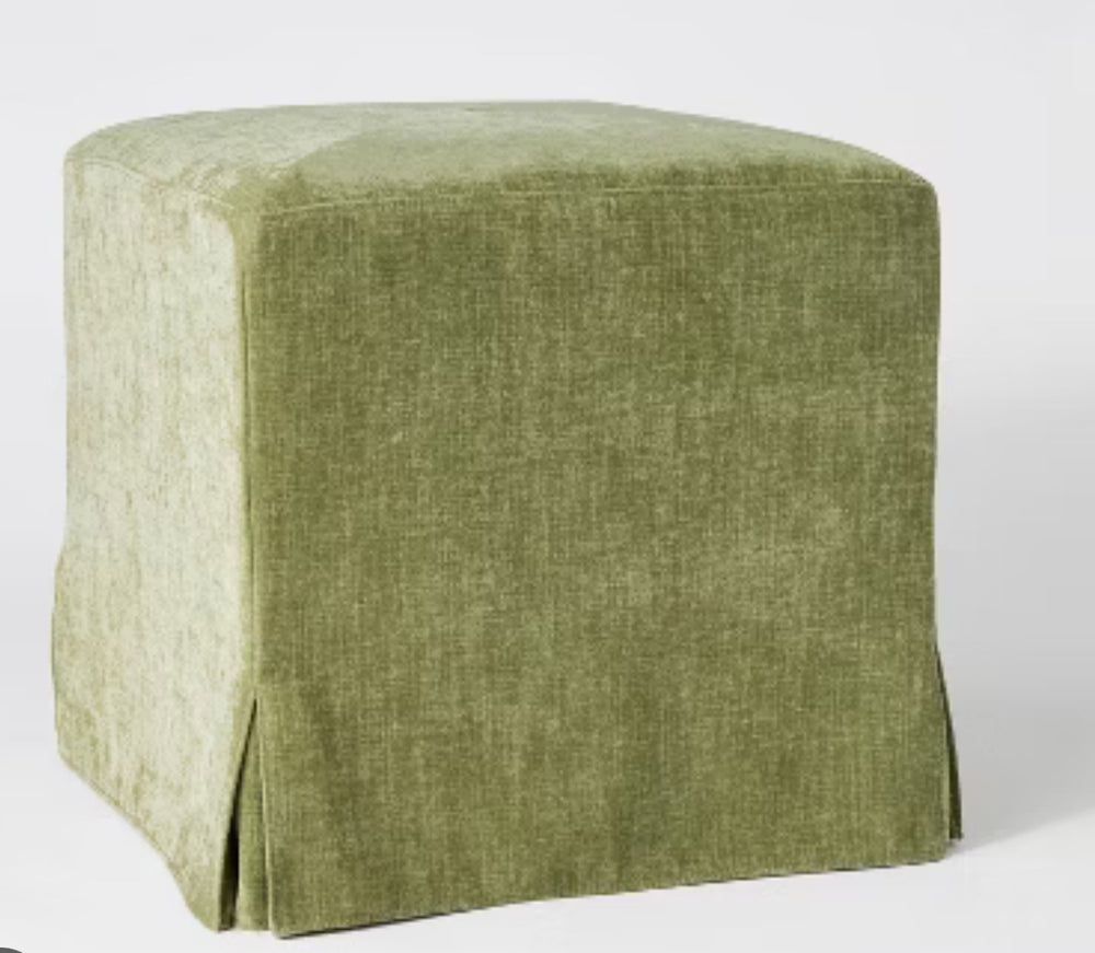 Lynwood Slipcover Cube Ottoman Green - Threshold designed with Studio McGee LPTG1838527