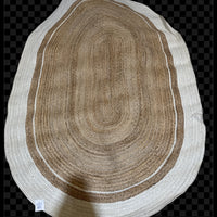 Second Nature Online KHIDAKEE Small Braided Oval Rug Jute with White Border (150cm x 2m)