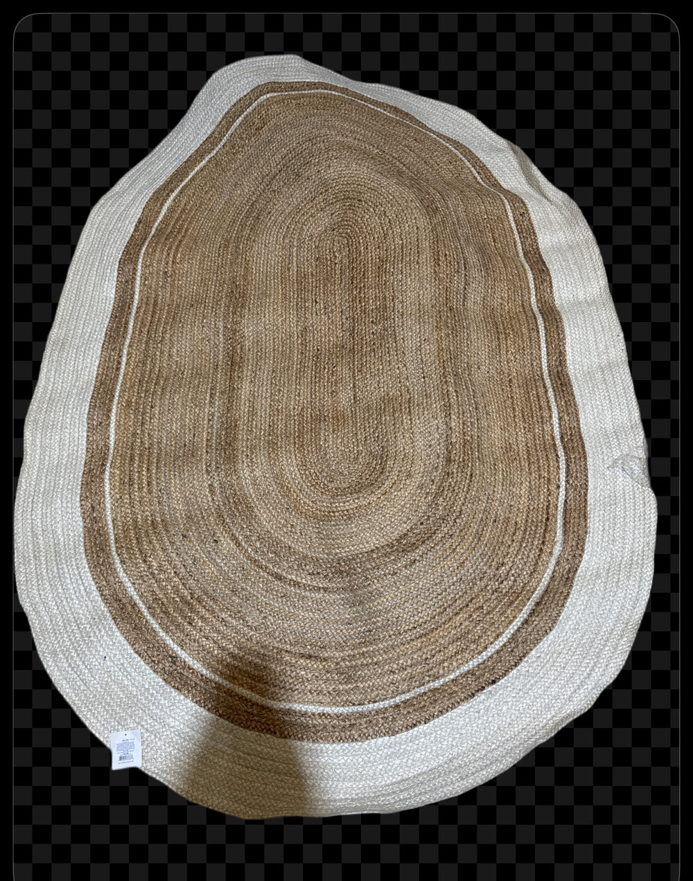 Second Nature Online KHIDAKEE Small Braided Oval Rug Jute with White Border (150cm x 2m)