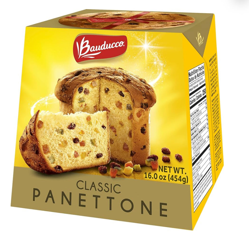 Bauducco Classic Panettone - Moist & Fresh Holiday Cake - Traditional Italian Recipe With Candied Fruit & Raisins 16.0oz 454g DLC: Nov25