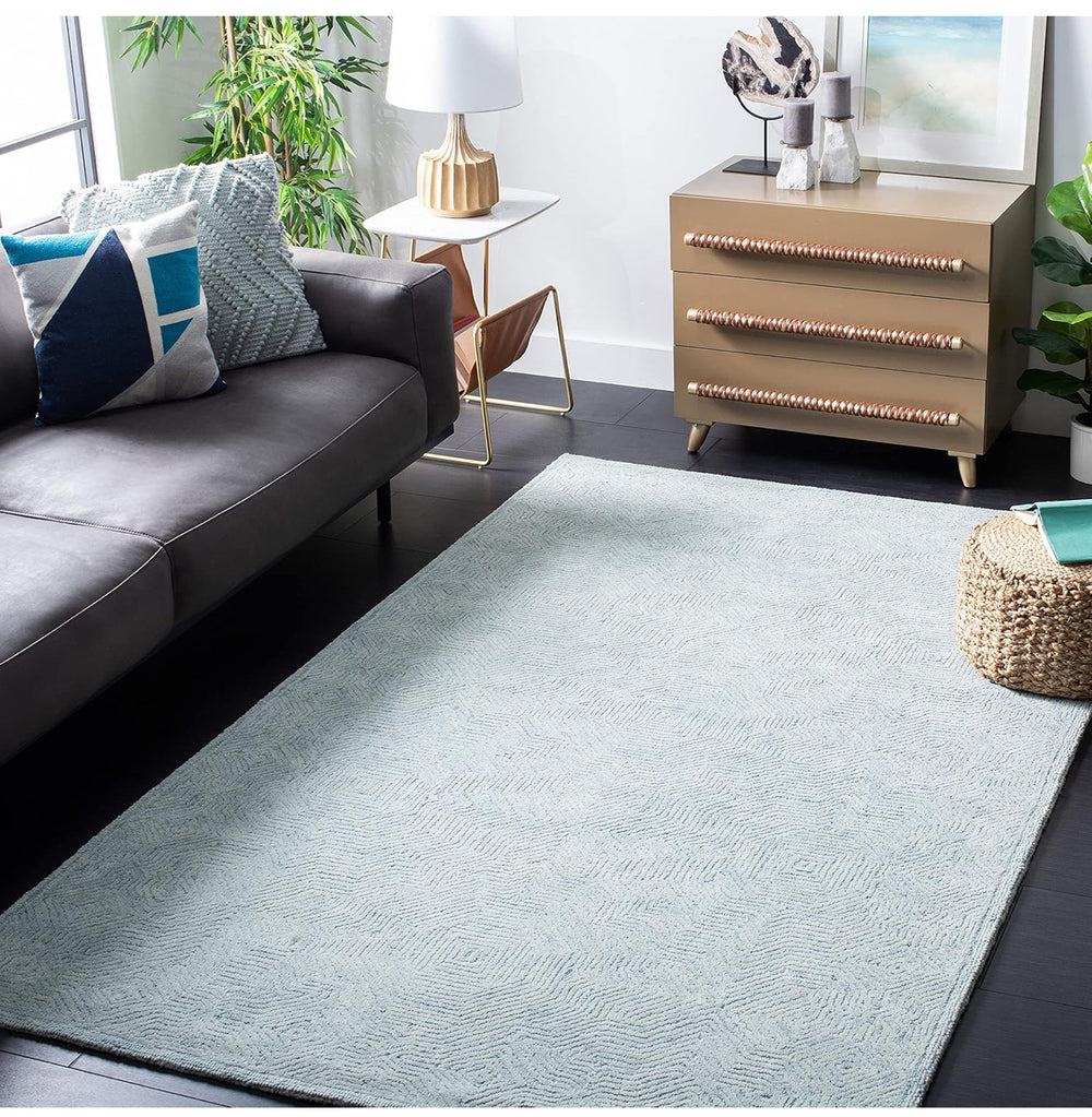 SAFAVIEH Area Rug 8x10 - Ikat Collection - Large - Aqua, Handmade Wool, Ideal for Living Room, Bedroom, Office, Dining Space