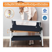 Costway Baby Bassinet Bedside Sleeper w/Storage Basket & Wheel for Newborn Navy