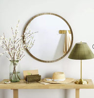 
              Pleated Brass Round Wall Mirror Antique Finish - Hearth & Hand™ with Magnolia
            