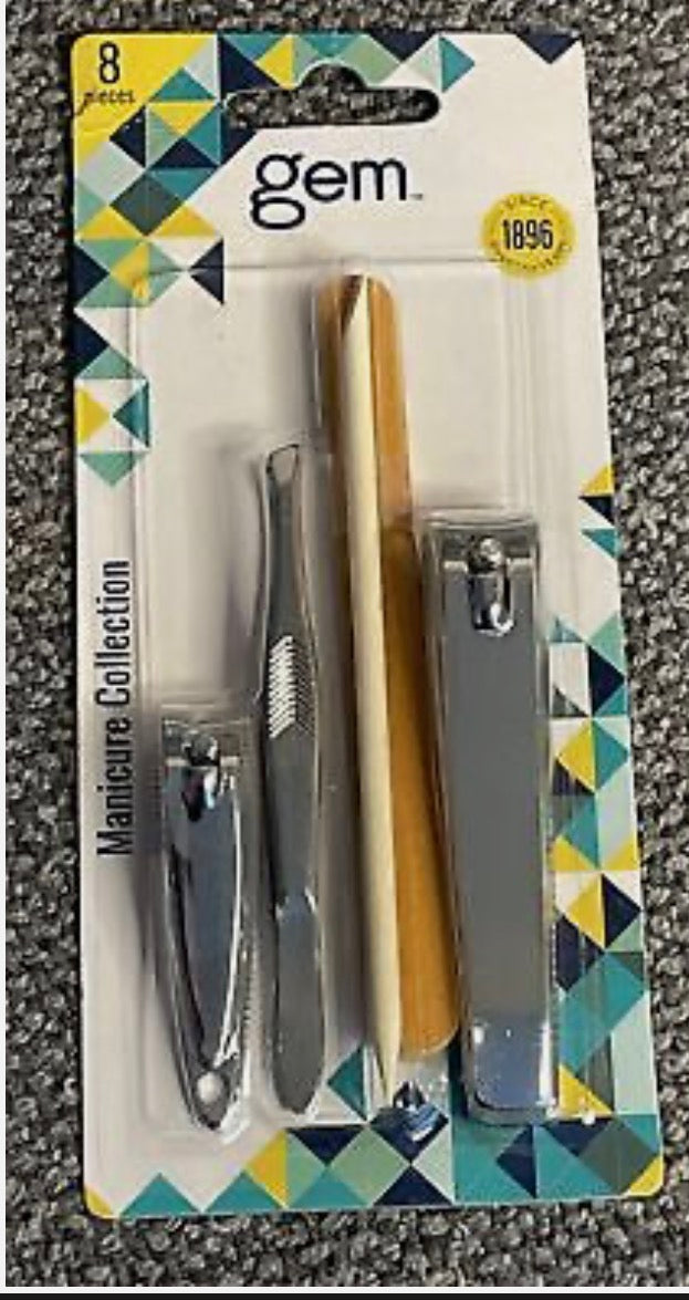 Gem Manicure Collection - Nail Clippers, Emery Boards, Cuticle Stick & Tweezers