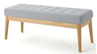 
              Kingfun Beige Upholstered Tufted Bed Bench Seat with Sturdy Wooden Legs
            