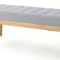 Kingfun Beige Upholstered Tufted Bed Bench Seat with Sturdy Wooden Legs