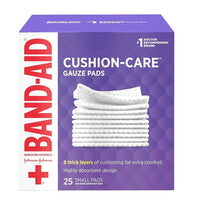 BAND-AID® Brand CUSHION-CARE™ Gauze Pads 2in x 2in, 25 count