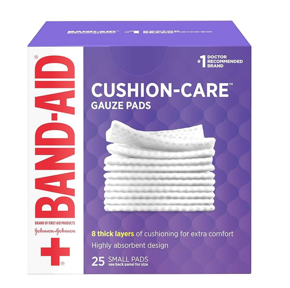 BAND-AID® Brand CUSHION-CARE™ Gauze Pads 2in x 2in, 25 count