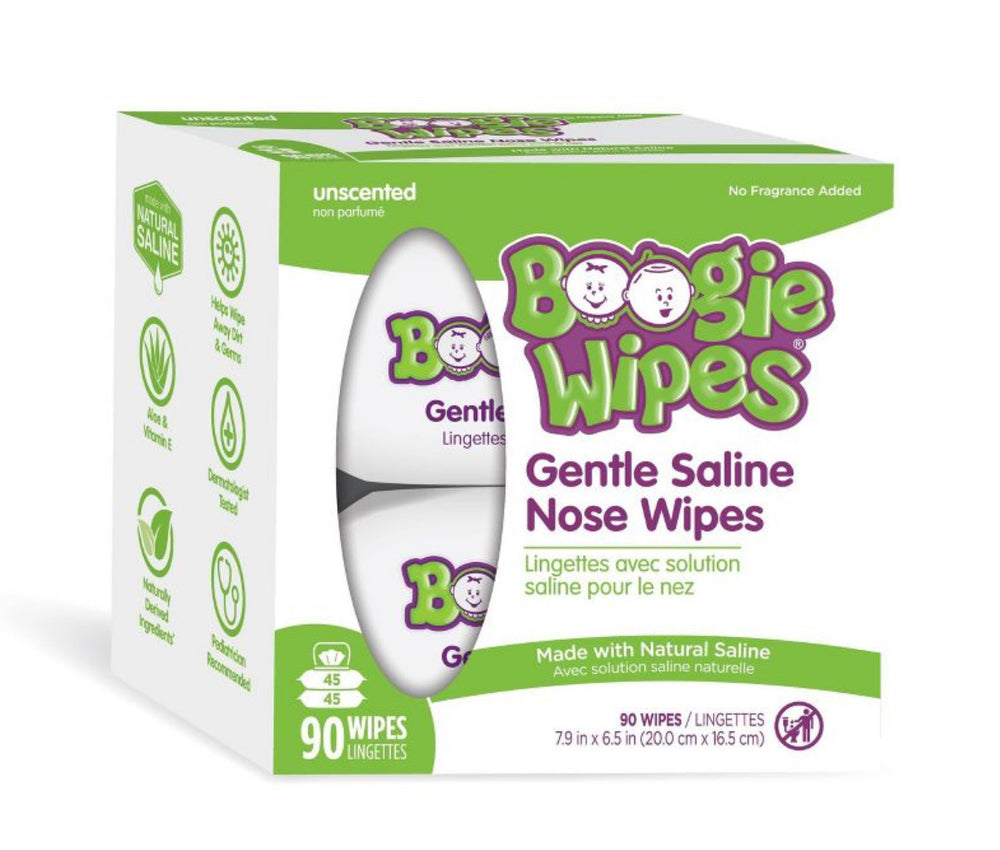 Boogie Wipes Saline Nose Wipes Unscented - 90ct