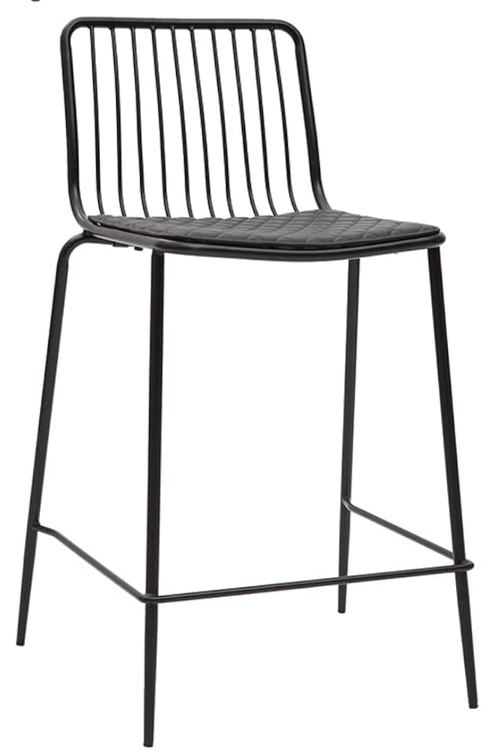 Miliboo Tabourets de Bar Design en métal Noir avec Coussin 65 cm