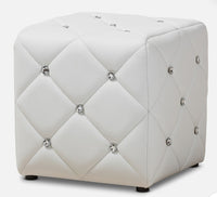 
              Stacey Modern and Contemporary Faux Leather Upholstered Ottoman White - Baxton Studio LPFT283795
            