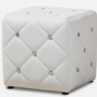 Stacey Modern and Contemporary Faux Leather Upholstered Ottoman White - Baxton Studio LPFT283795