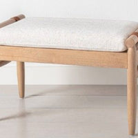 Upholstered Natural Wood Ottoman (43.1cm x 68.5cm x 43.1cm)