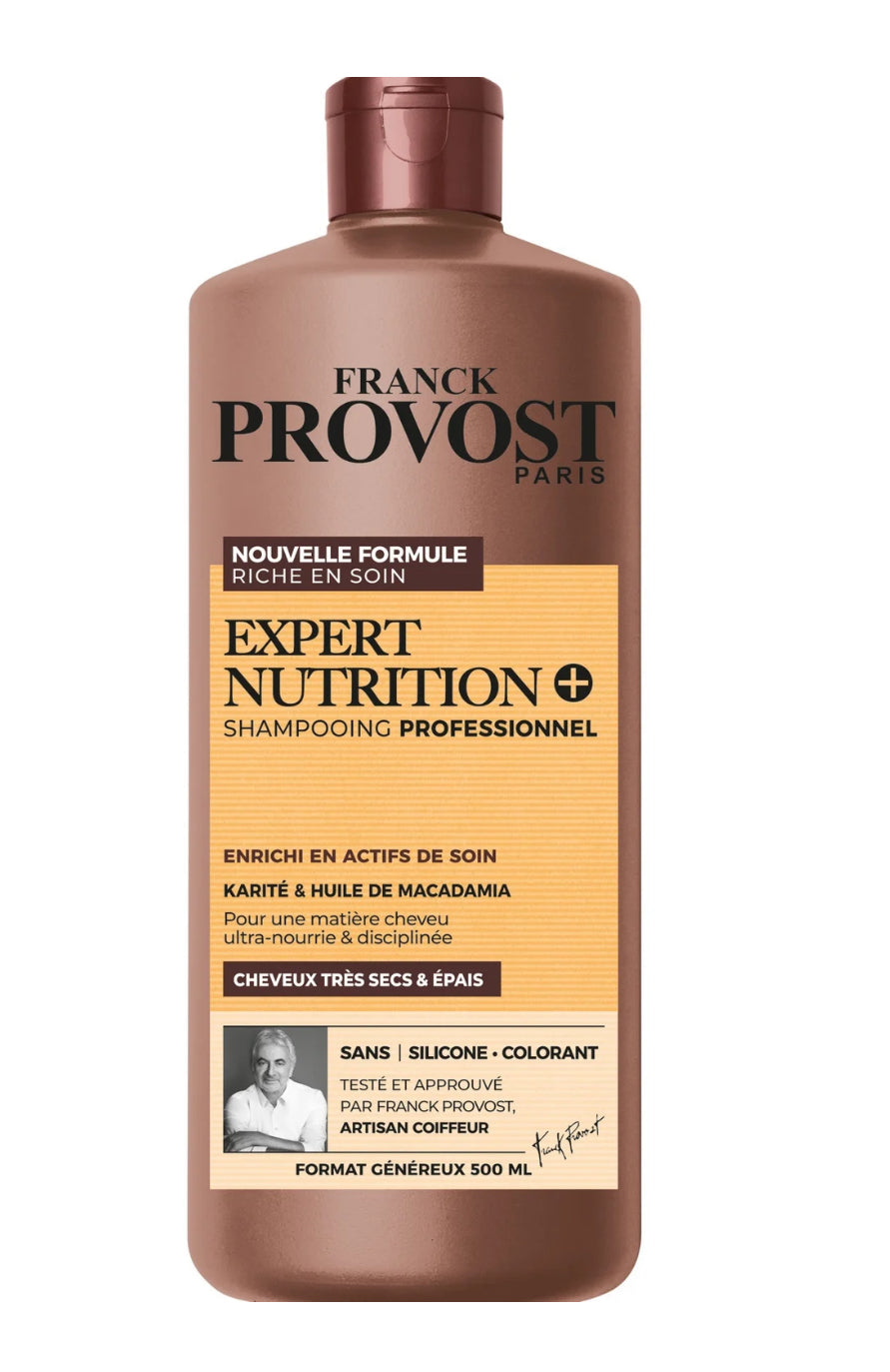 Shampoing Nourrissant Cheveux très secs et épais Karité et Huile de macadamia et colorant FRANCK PROVOST 500mL
