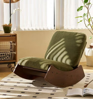 
              Comfortable Glider Rocking Chair, Upholstery Glider Chair, Solid Wood Frame Multiple Settings Accent Reading Chair, Green UPC 6955660212307
            