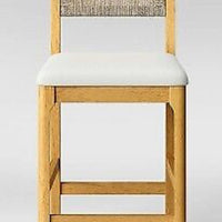 Threshold Bowman Wood and Woven Counter Height Barstool by Studio McGee (18.0 x 20.3 x 38.0 inch)