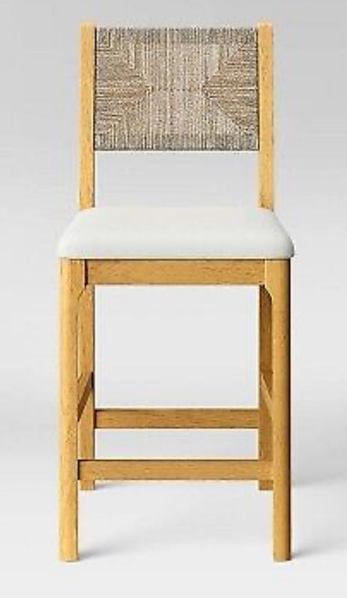 Threshold Bowman Wood and Woven Counter Height Barstool by Studio McGee (18.0 x 20.3 x 38.0 inch)