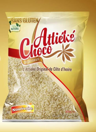 Attiéké Choco Déshydraté l’Attiéké Original de Côte d’Ivoire Sans Gluten 100% Naturel DLC: AVR2025