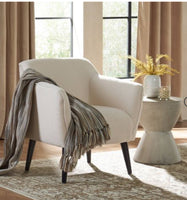 
              Alphonse Contemporary Boucle Fabric Arm Chair Ivory/Matte Black - Christopher Knight Home
            