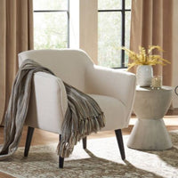 Alphonse Contemporary Boucle Fabric Arm Chair Ivory/Matte Black - Christopher Knight Home