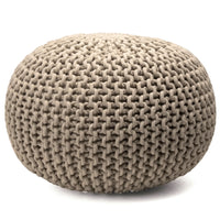 Bruges Knit Cotton Solid Round Filled Ottoman Pouf