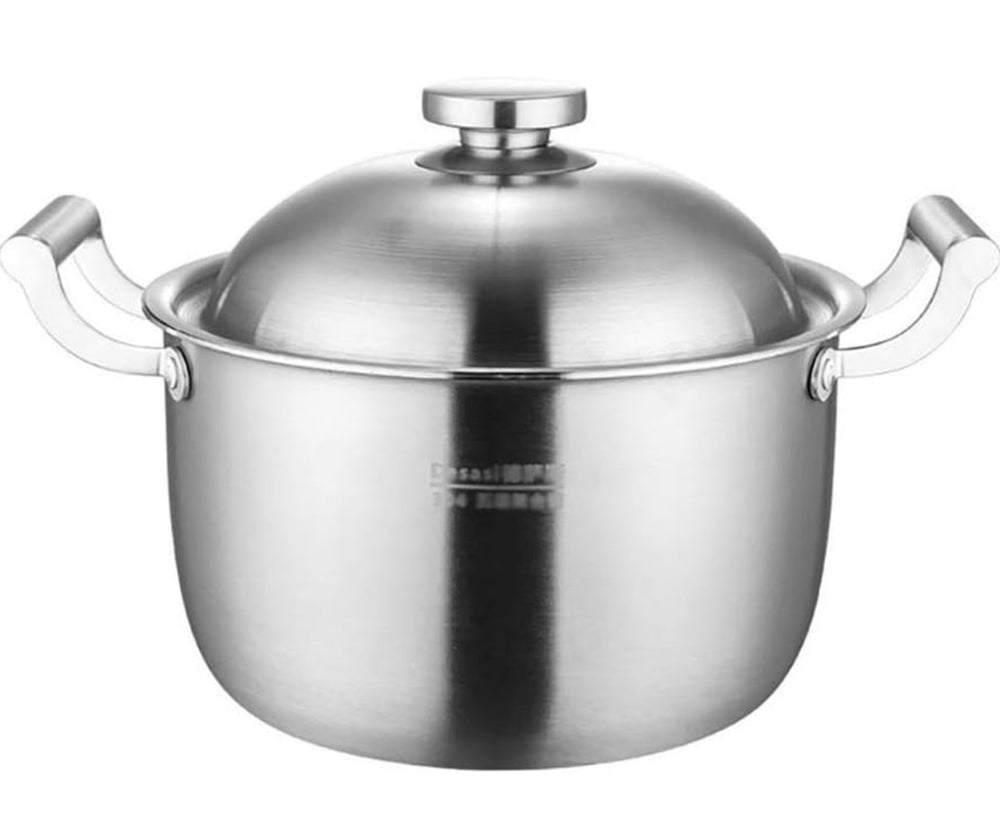 Stockpot,304 Stainless Steel Stock Pot with Lid,No Chemical Coating,Binaural Handle,Suitable for All Stove Tops,3 Size (Size : 22cm*14cm)