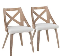 
              Set of 2 Charlotte Dining Chairs: Elegant Farmhouse Style, Cream Upholstery, Wood Frame - LumiSource LPFN978394
            