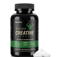 Capsules monohydratées de créatine micronisées, supplément de capsules de créatine pour les muscles (200 gélules) DLC: 08/2026