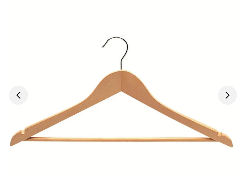 Cintre bois naturel avec barre et encoches L44cm