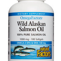 Natural Factors, Wild Alaskan Salmon Oil Provides Omega-3, EPA, DHA & Vitamin D, Supports Brain & Heart Health, 180 DLC: Mai27