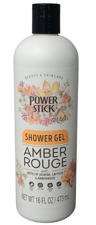 Shower Gel Power Stick AMBER ROUGE with Notes of Jasmine, Saffron & Amberwood, 16 oz 473ml